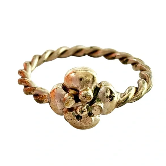 Chanel Gold B13 Camellia Flower Twist Band Ring with Box Size 6 - Picture 9 of 15